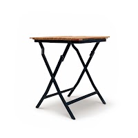 Natural Wood and Metal Folding Table thumbnail 1