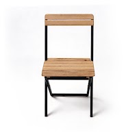 Natural Wood and Metal Folding Chair thumbnail 6