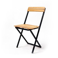 Natural Wood and Metal Folding Chair thumbnail 1