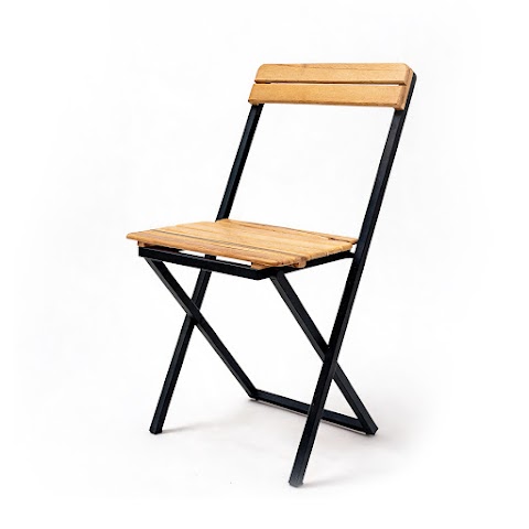 Natural Wood and Metal Folding Chair