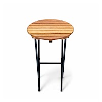 Natural Wood and Metal Folding side table thumbnail 6