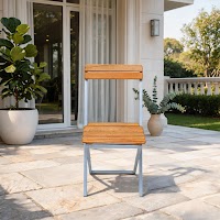 Natural Wood and Metal Folding Chair thumbnail 8