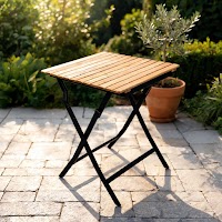 Natural Wood and Metal Folding Table thumbnail 8