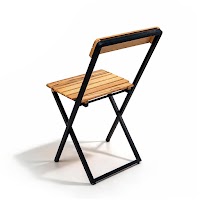 Natural Wood and Metal Folding Chair thumbnail 2