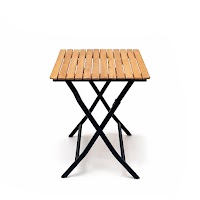 Natural Wood and Metal Folding Table thumbnail 2