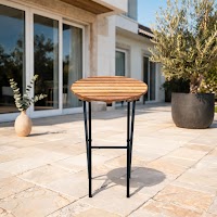 Natural Wood and Metal Folding side table thumbnail 7