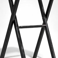 Natural Wood and Metal Folding side table thumbnail 3