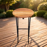 Natural Wood and Metal Folding side table thumbnail 8