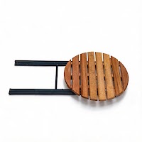 Natural Wood and Metal Folding side table thumbnail 2