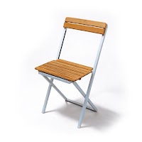Natural Wood and Metal Folding Chair thumbnail 1