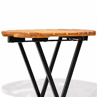 Natural Wood and Metal Folding side table thumbnail 5