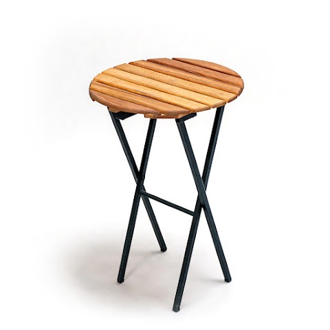 Natural Wood and Metal Folding side table