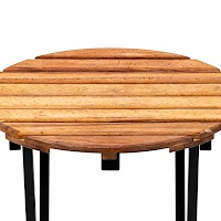 Natural Wood and Metal Folding side table thumbnail 4