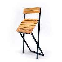 Natural Wood and Metal Folding Chair thumbnail 4